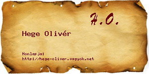 Hege Olivér névjegykártya